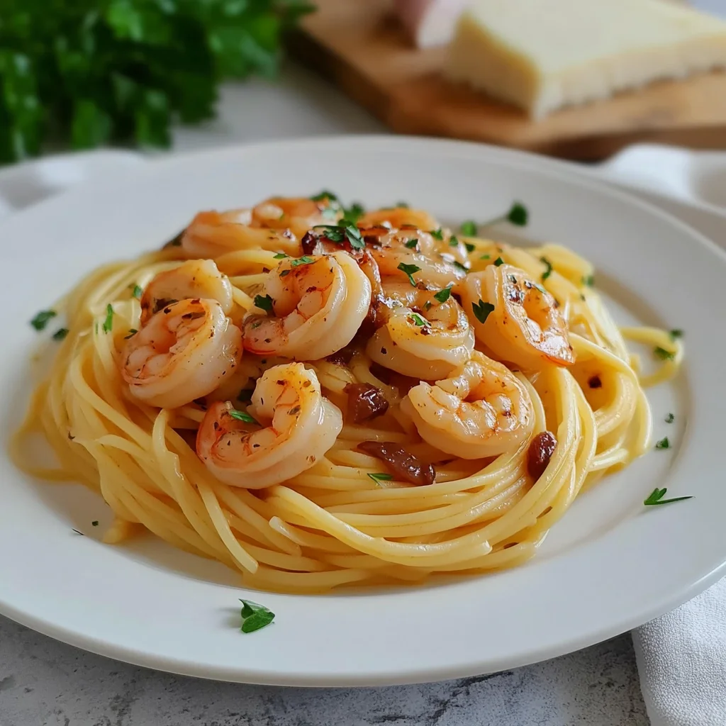 espaguetis con gambas al ajillo