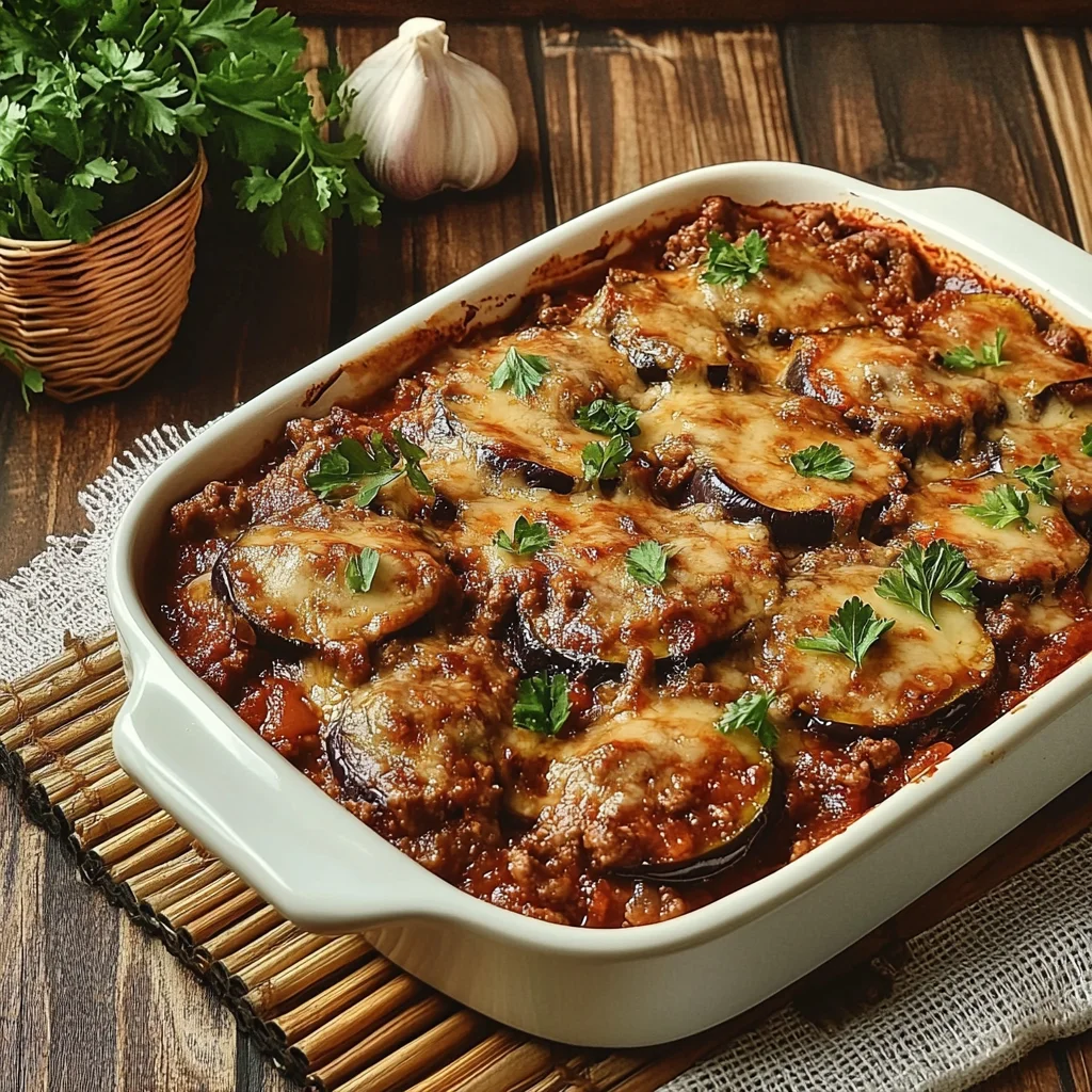 lasaña de berenjena y carne picada​