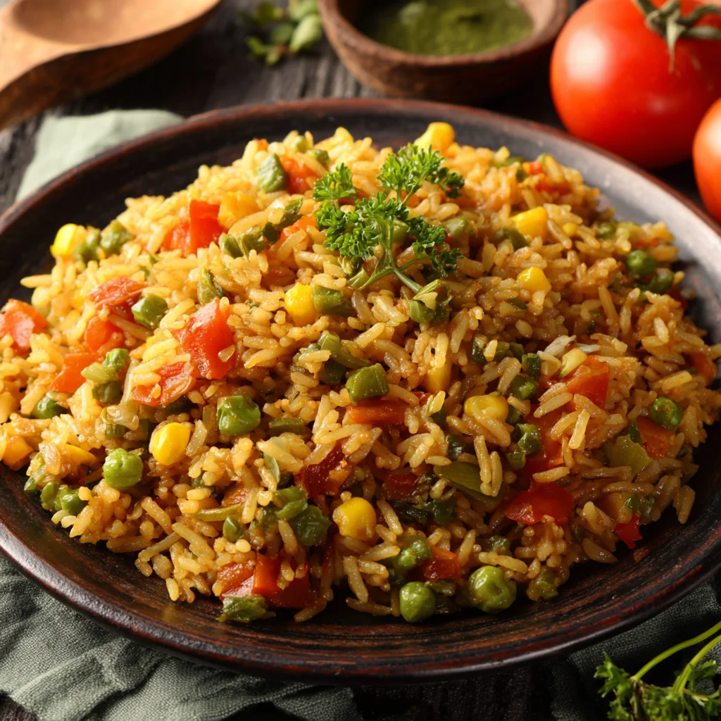 Arroz frito con verduras