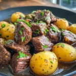 Garlic Butter Beef Bites & Potatoes