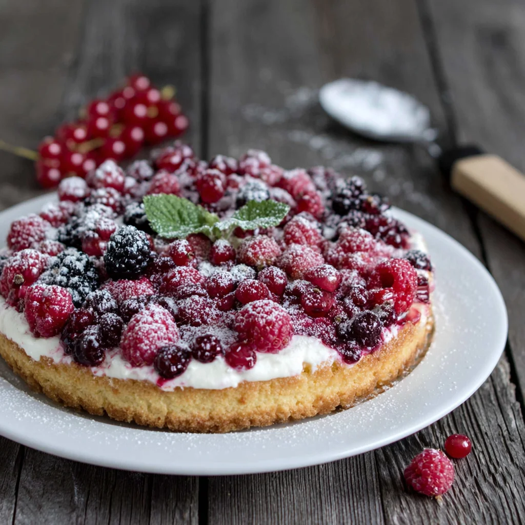 Tarta de yogur y frutos rojos
