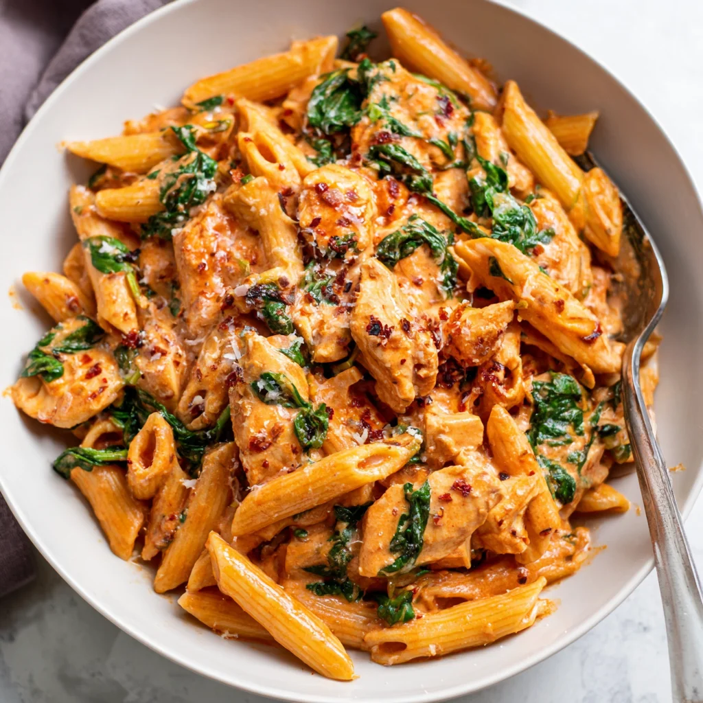 Creamy Tomato Spinach Chicken Pasta