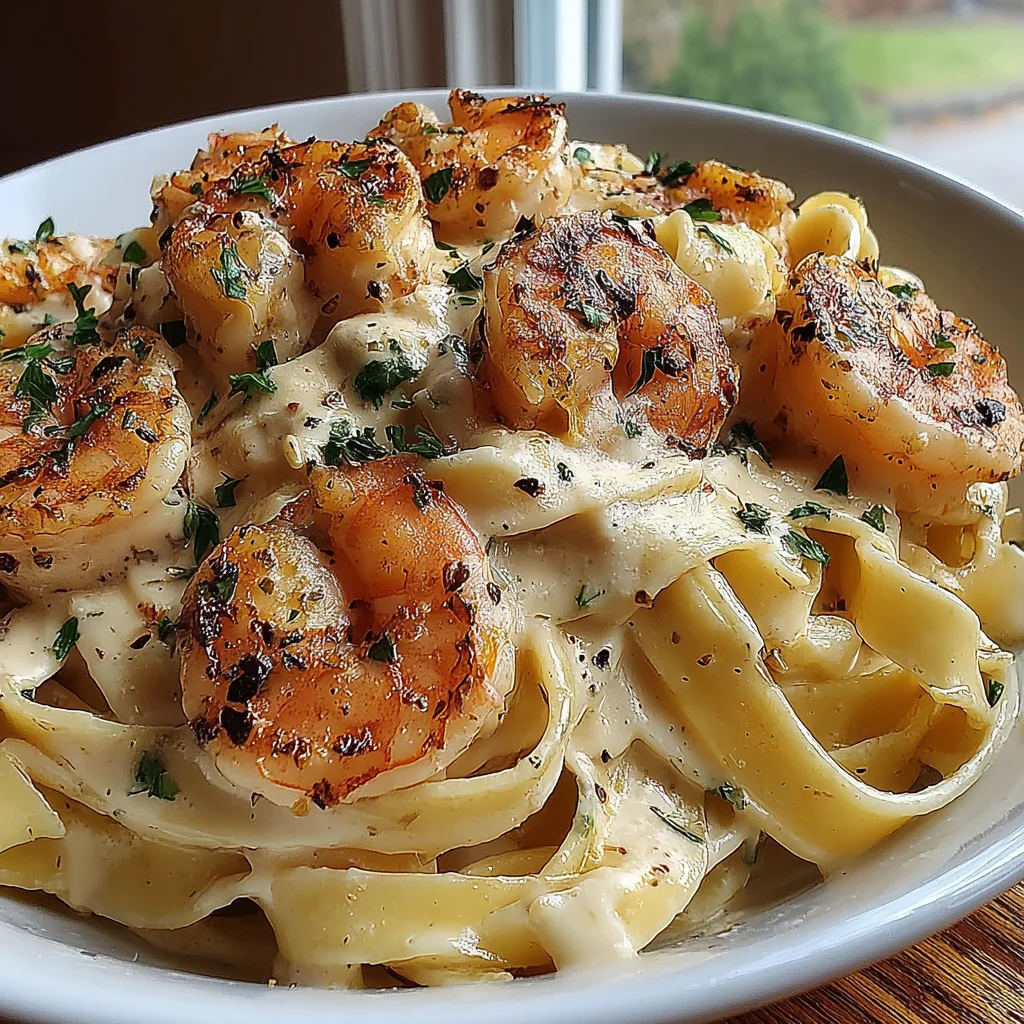 Creamy Shrimp Fettuccine Pasta with Alfredo Sauce